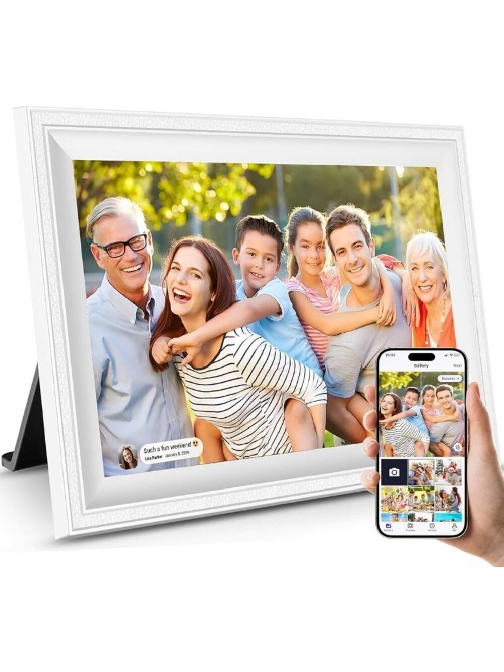 WiFi Digital Picture Frame - Smart White Frame to Send Photos from Phone